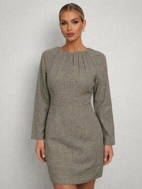 NWT Johnnie-O Classic Houndstooth Mulberry Silk Shift Dress